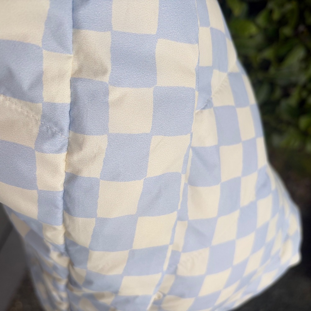 Marine Layer Archive Reversible Puffer Light Blue White Check Sz Small Down - Picture 12 of 13